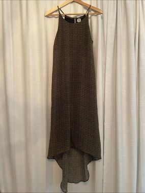 Old Navy Sleeveless Olive Green Geometric Print Hi-Low Dress